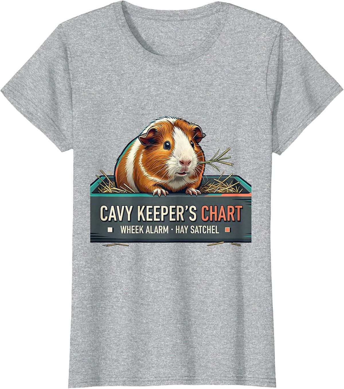Cavy Keeper's Chart: Wheek Alarm, Hay Satchel Funny T-Shirt - Heather Grey