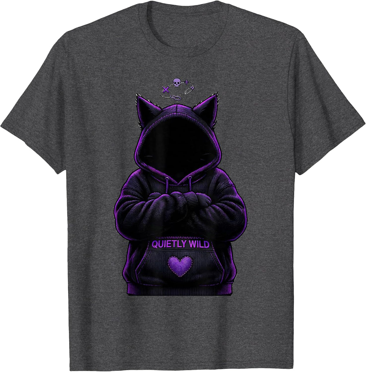 Quietly Wild Emo Goth Cat Girl Alt Aesthetic Alternative T-Shirt - Dark Heather Grey