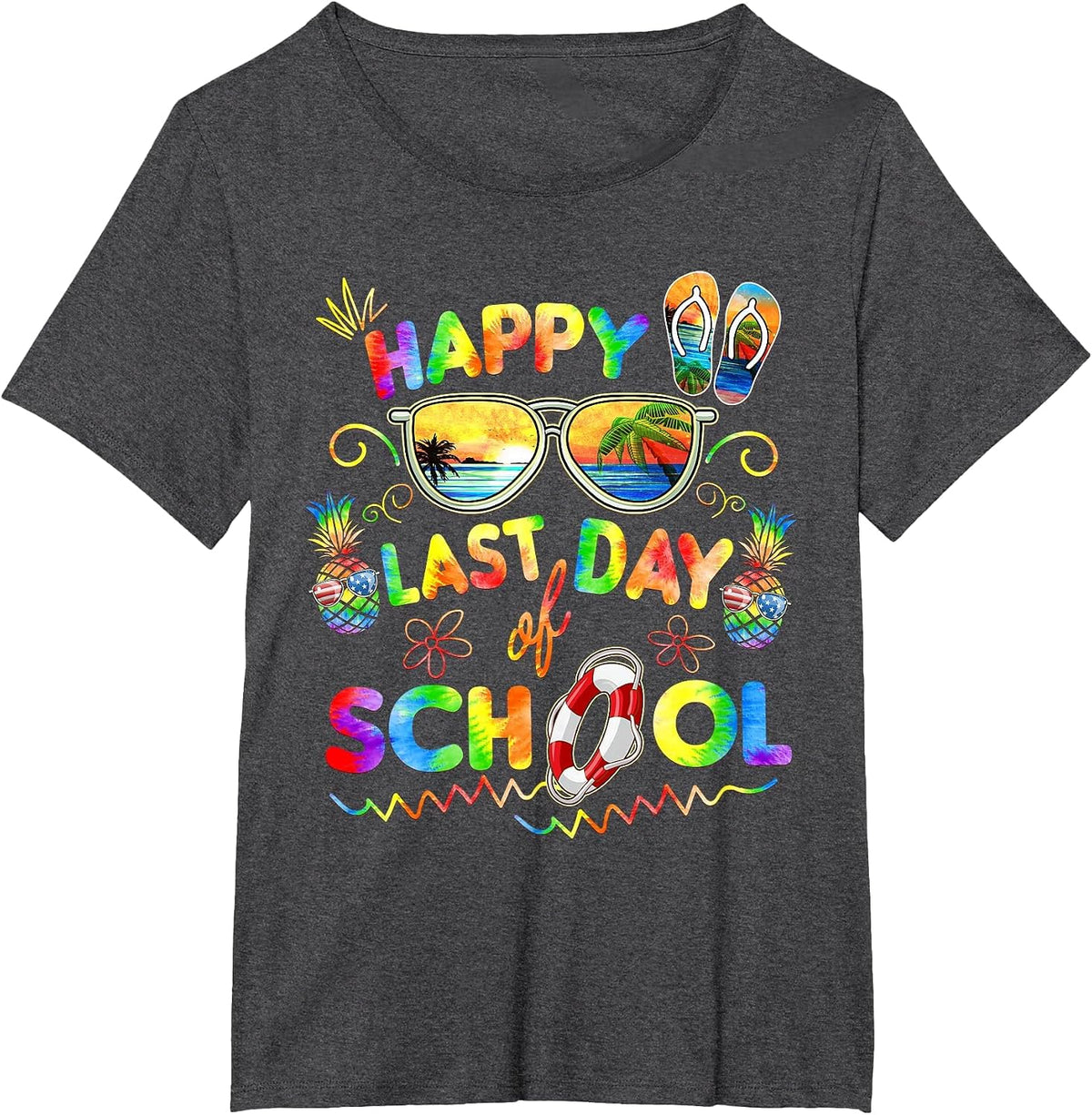 Happy Last Day of School Shirt Teachers End of Year Students T-Shirt - Dark Heather Grey