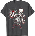 Men's Skeleton Boxer Mid-Punch Fighting Stance Graphic T-Shirt - Dark Heather Grey