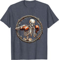 Skeleton Boxer Mid-Punch Ring Spotlight Graphic T-Shirt - Heather Blue