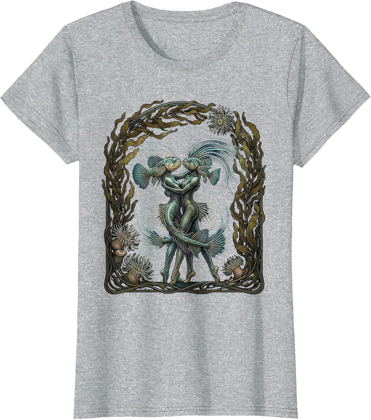 Glowing Deep-Sea Fish Ballroom Dance Art T-Shirt - Heather Grey