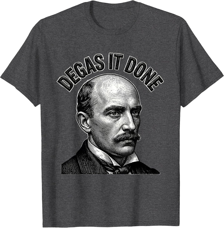Men's Degas It Done Woodcut Engraving Art History Humor T-Shirt - Dark Heather Grey