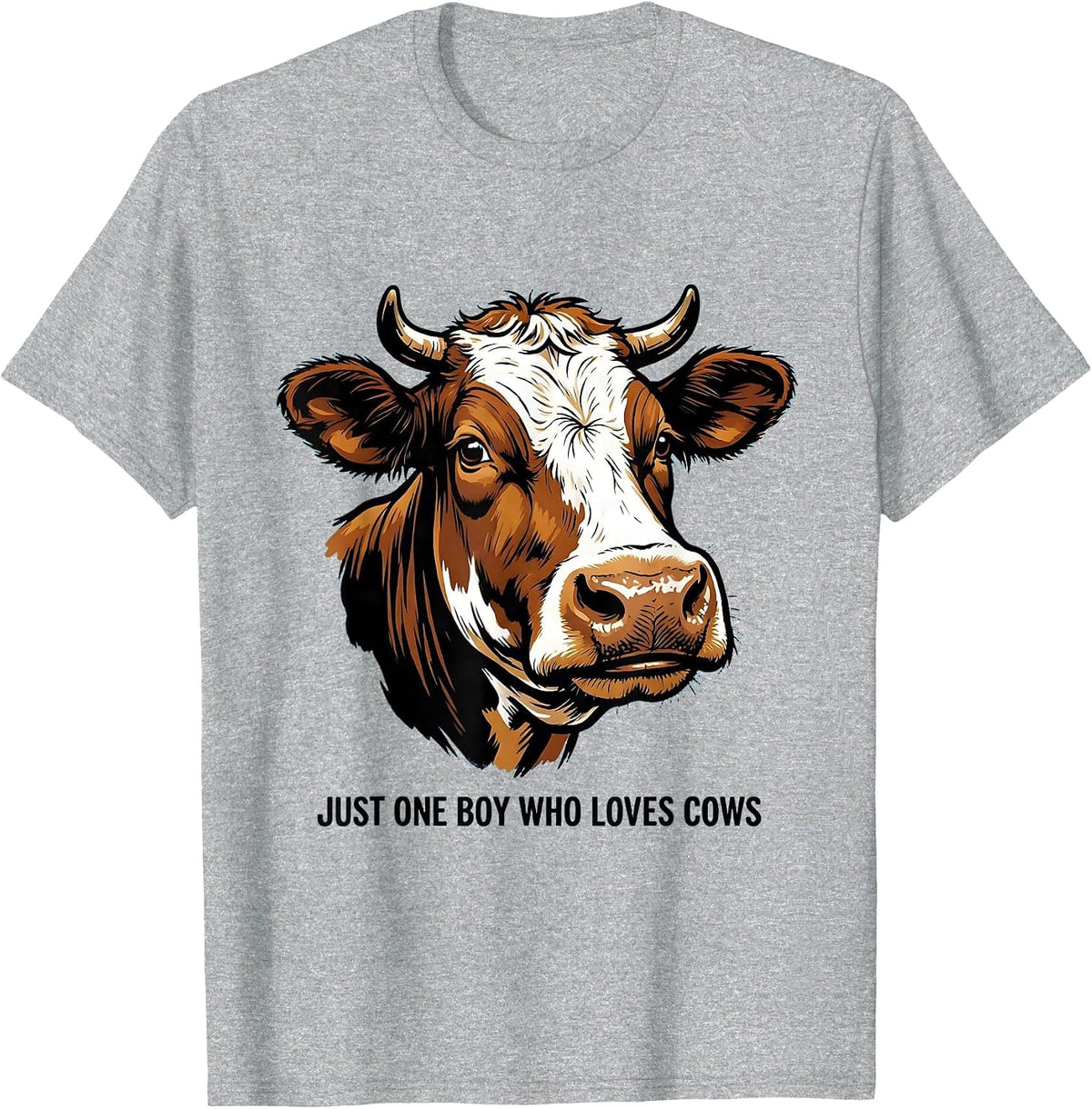 Men's Just One Boy Who Loves Cows Cartoon Farm Kid Humor T-Shirt - Heather Grey