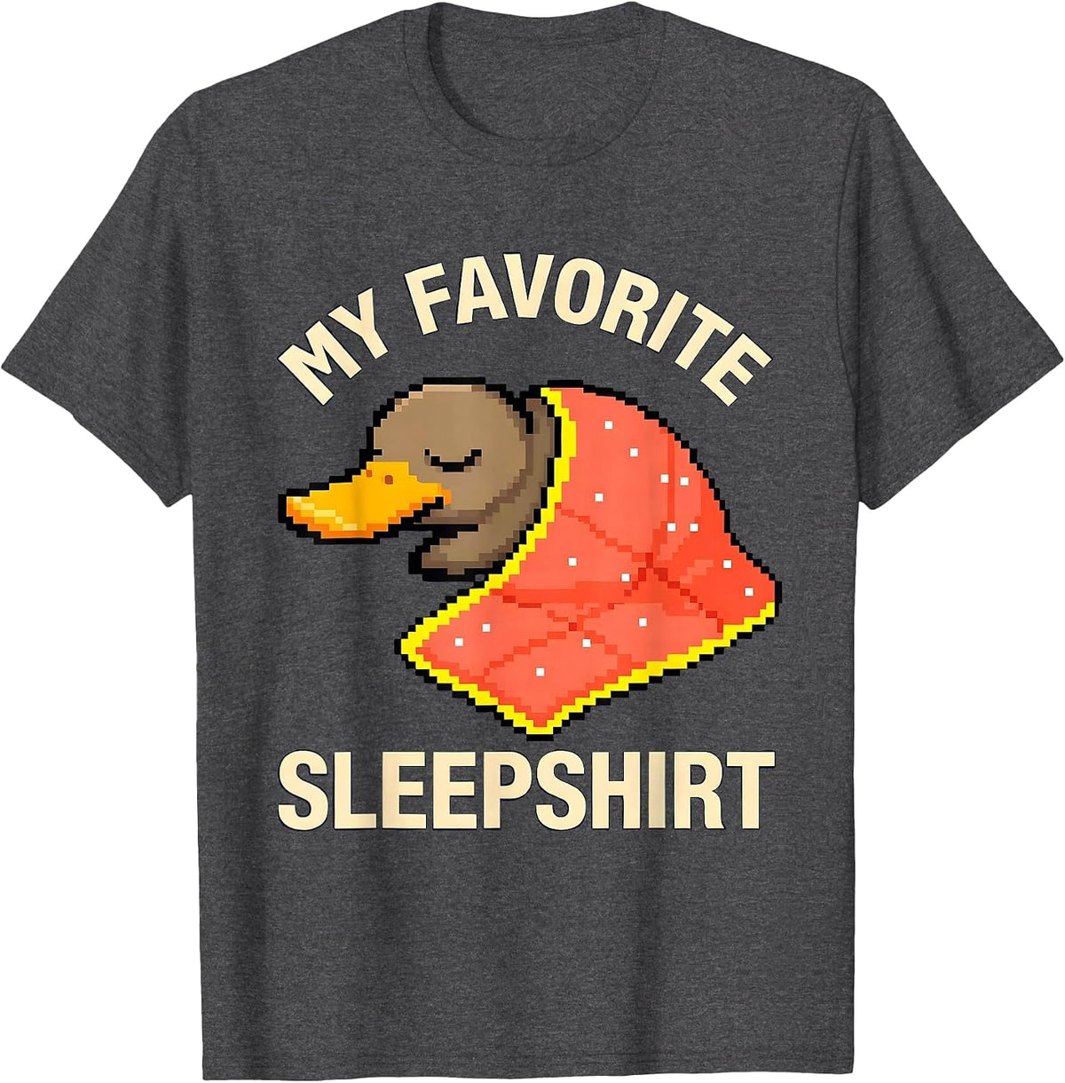 My Favorite Sleepshirt Cute Pixel Art Animal Sleepwear Kids T-Shirt - Dark Heather Grey