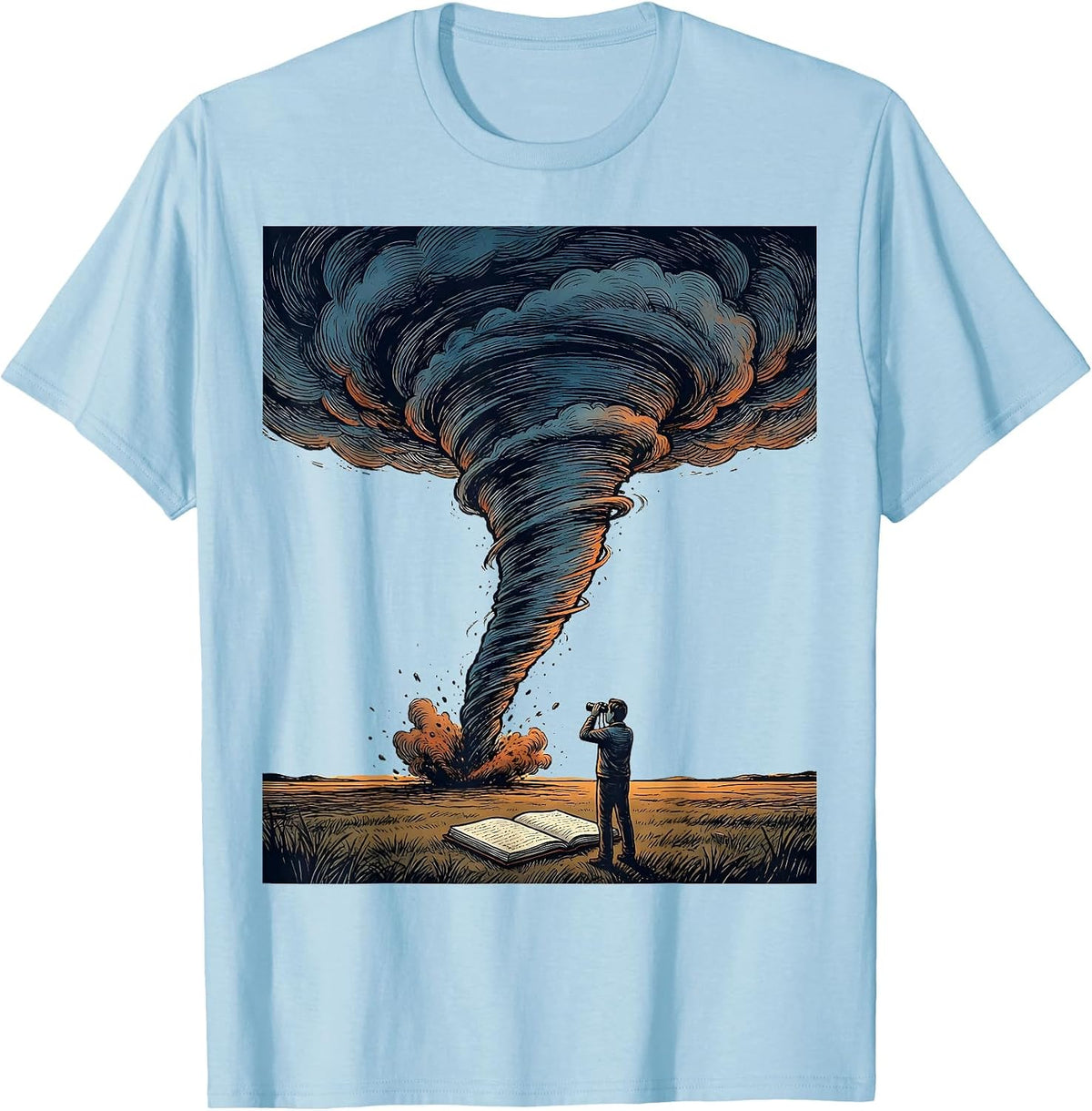 Men's Tornado Illustration Storm Chaser Meteorology Enthusiast T-Shirt - Baby Blue