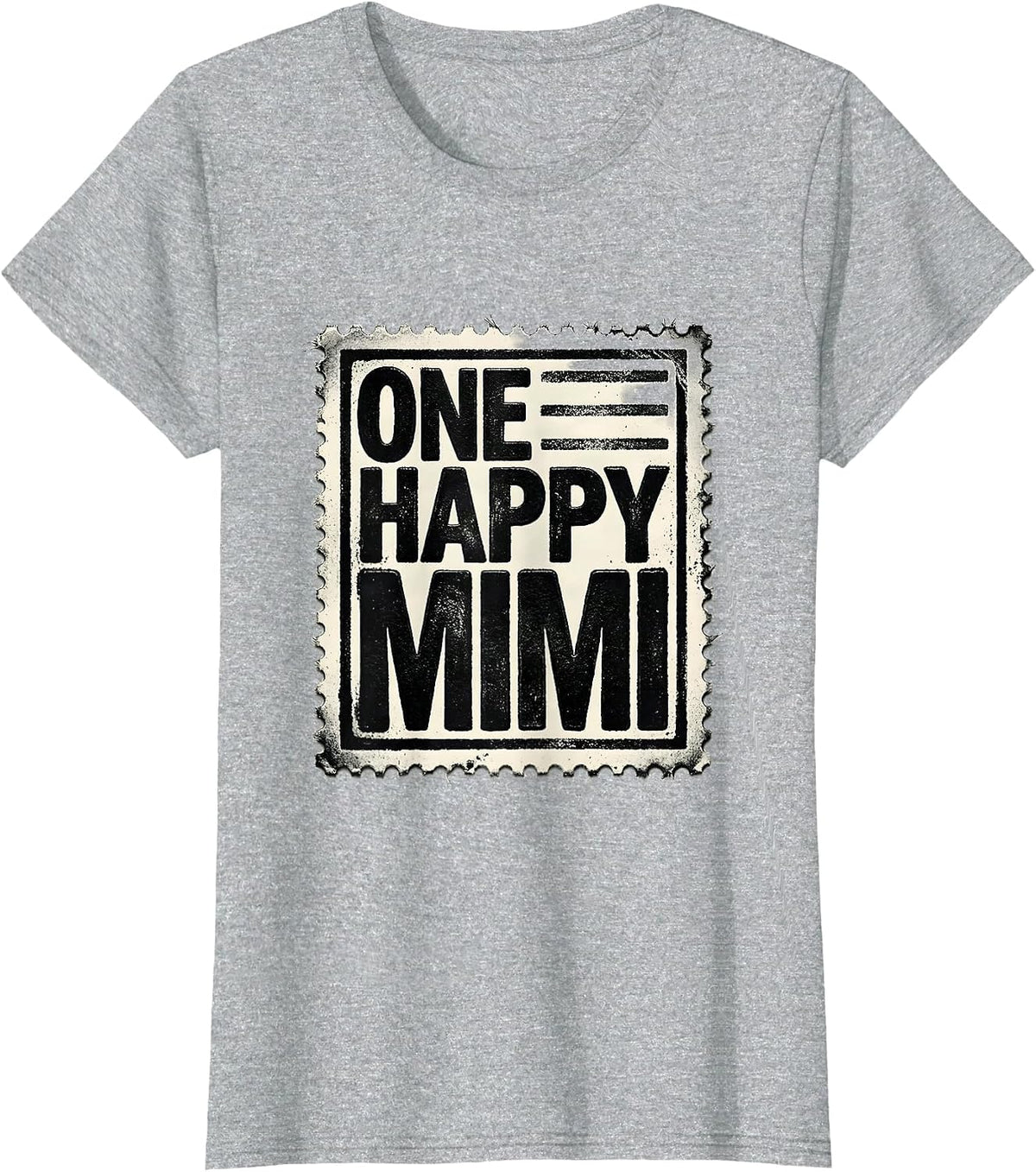 Women's One Happy Mimi Rubber Stamp First Birthday Family Matching T-Shirt - Heather Grey