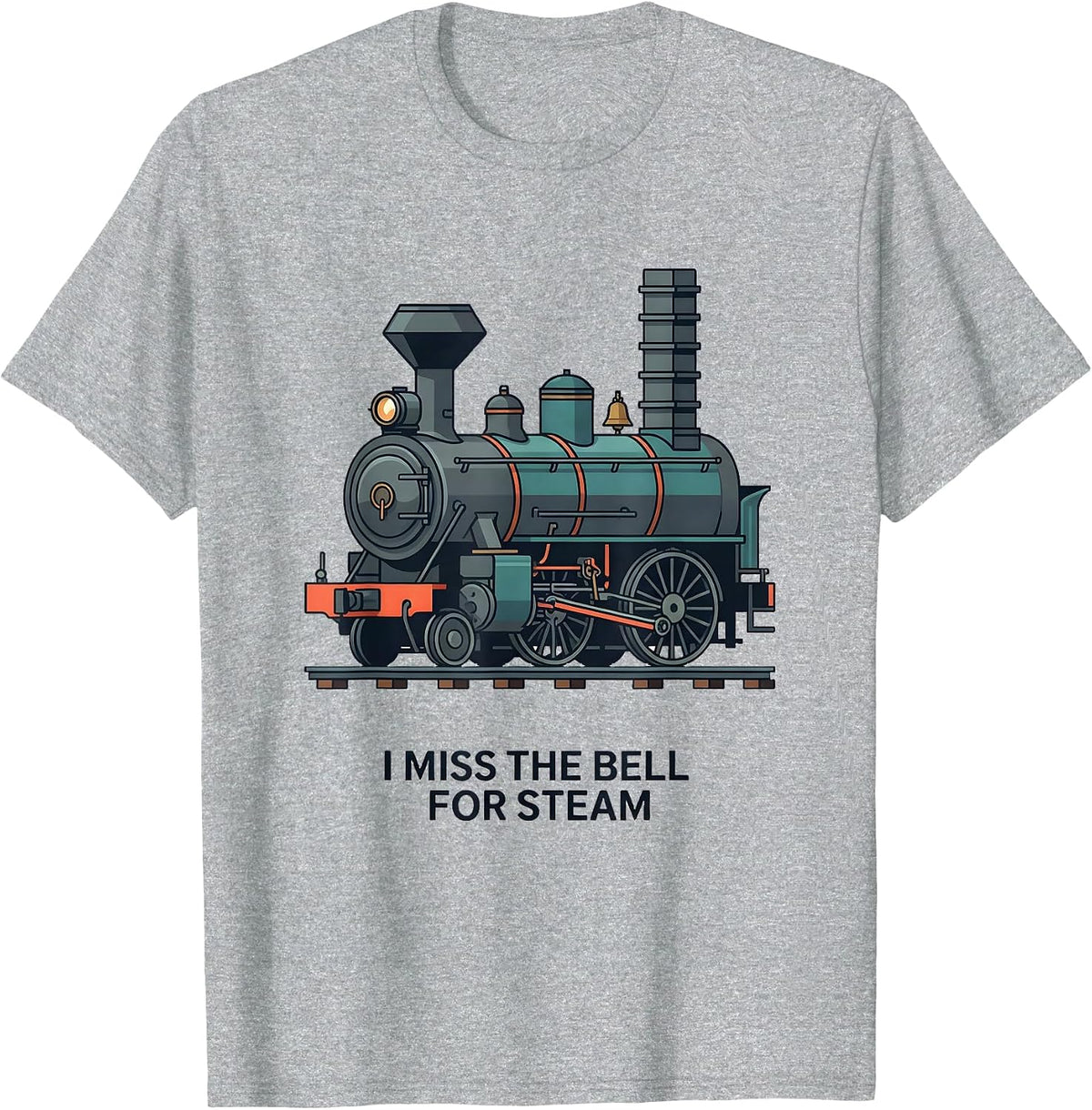 Men's I Miss The Bell For Steam Vintage Steam Locomotive Train T-Shirt - Heather Grey