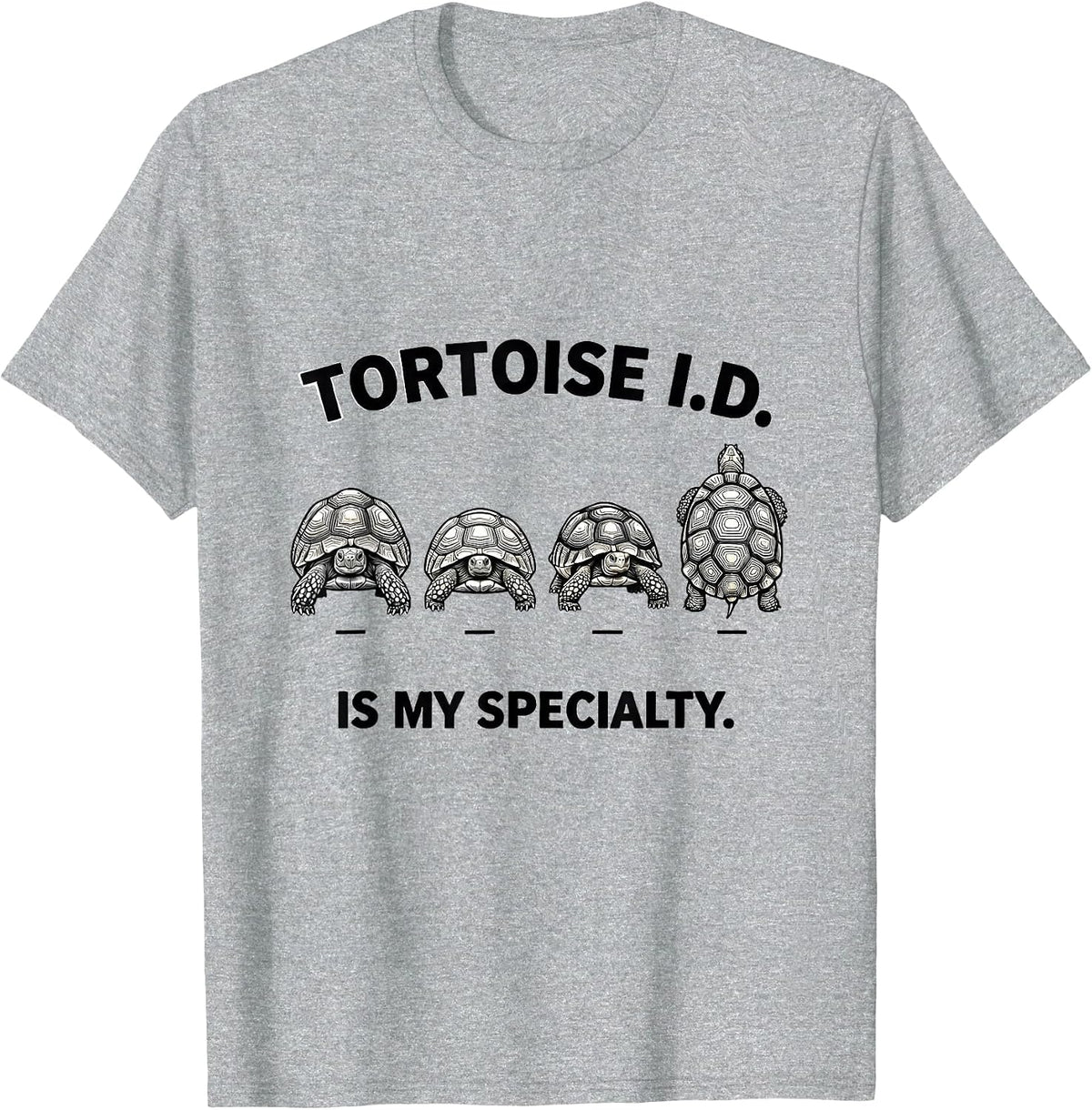 Men's Tortoise I.D. Is My Specialty Whimsical Reptile Fantasy T-Shirt - Heather Grey