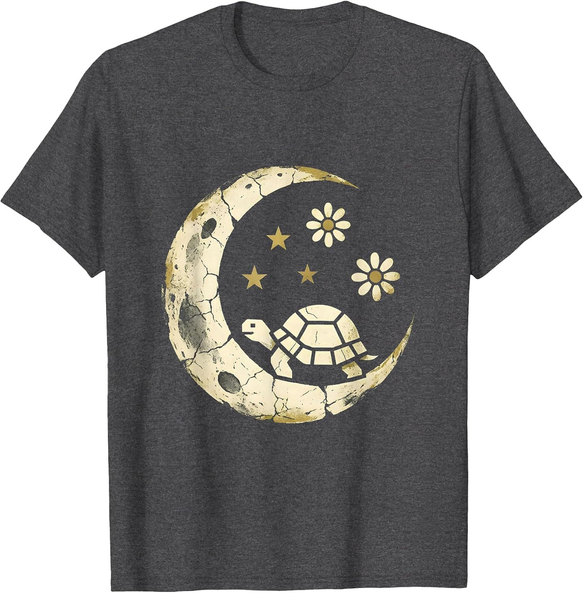 Men's Ancient Tortoise Starry Sky Be Still Illustration T-Shirt - Dark Heather Grey