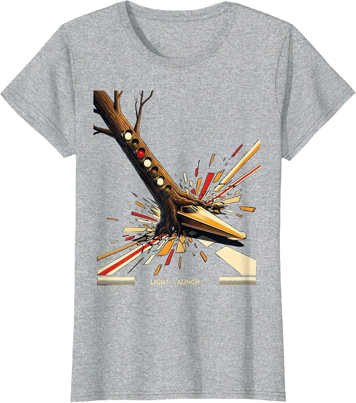 Light. Launch Constructivist Poster Drag Racing RC Car T-Shirt - Heather Grey