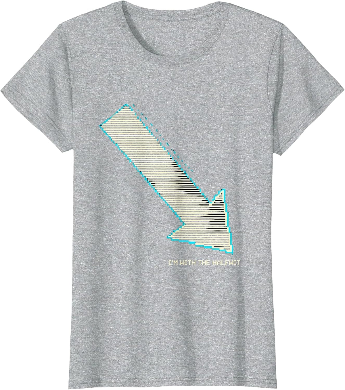 I'm With The Halfwit Pixel Art Funny Novelty Humor T-Shirt - Heather Grey