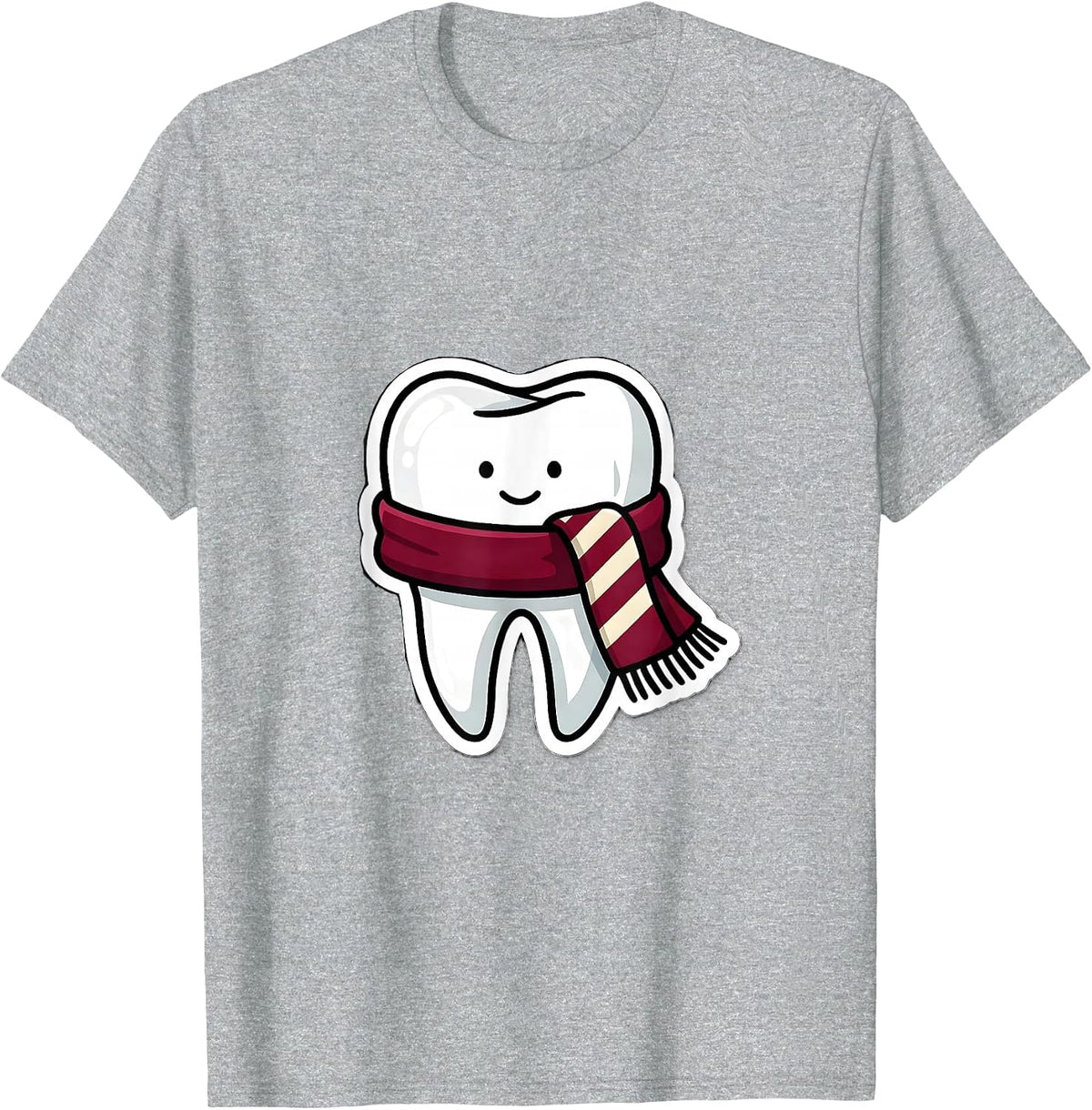 Men's Broad Tooth Cranberry Scarf Dental Team Christmas Humor T-Shirt - Heather Grey