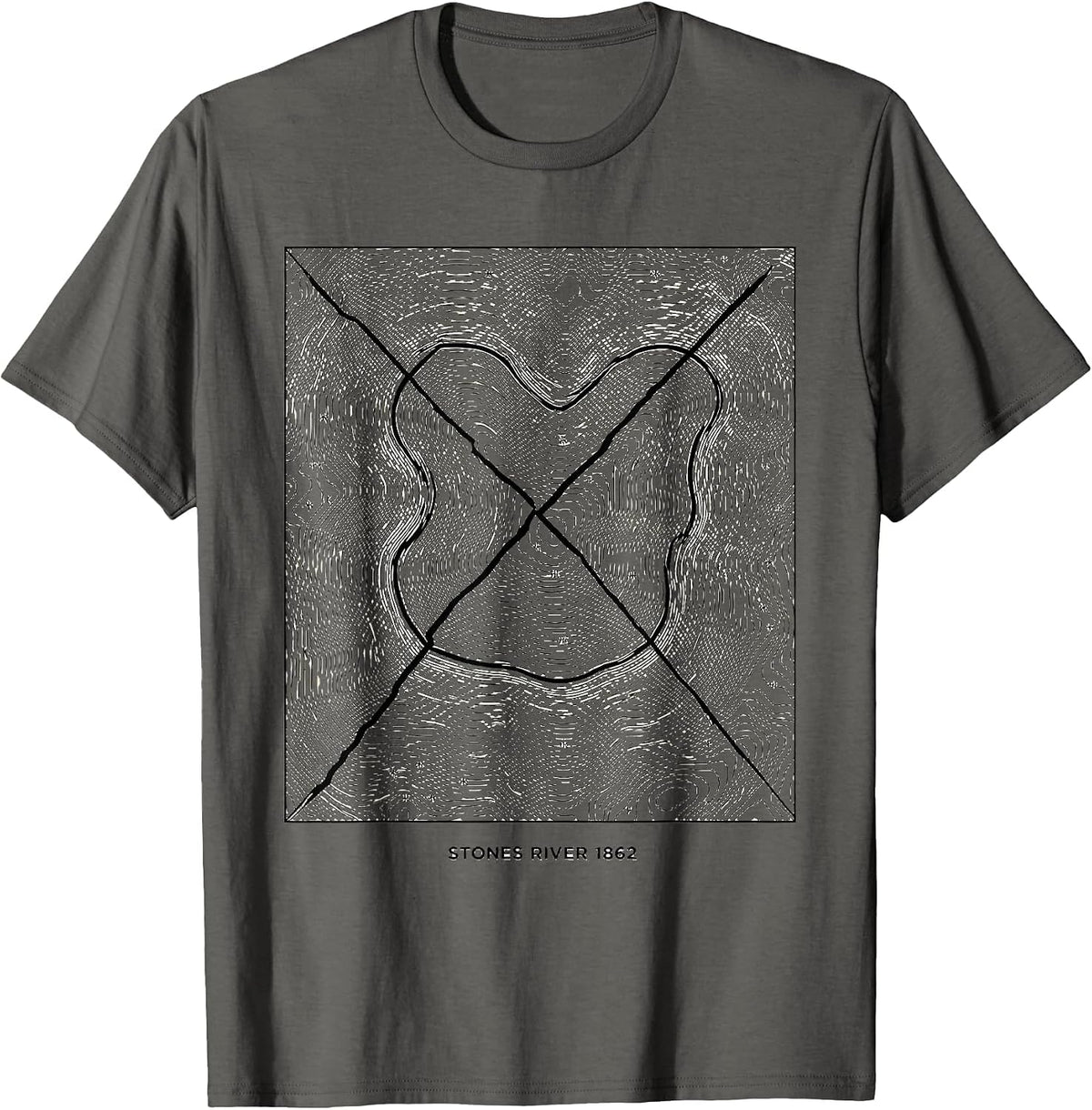 Men's Stones River 1862 Civil War History Enthusiast Battlefield T-Shirt - Asphalt Grey