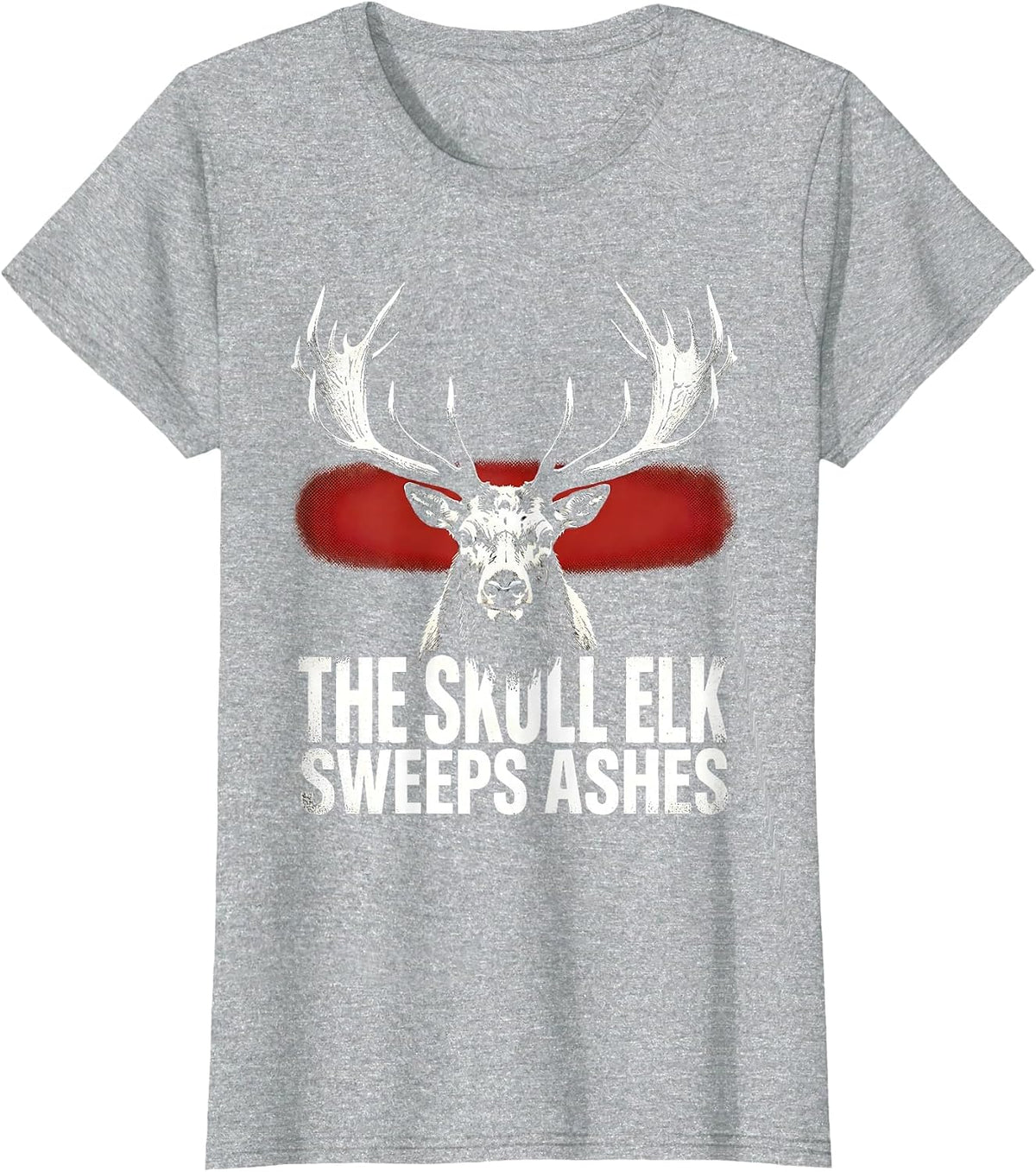The Skull Elk Sweeps Ashes Gothic Horror Alt Aesthetic T-Shirt - Heather Grey