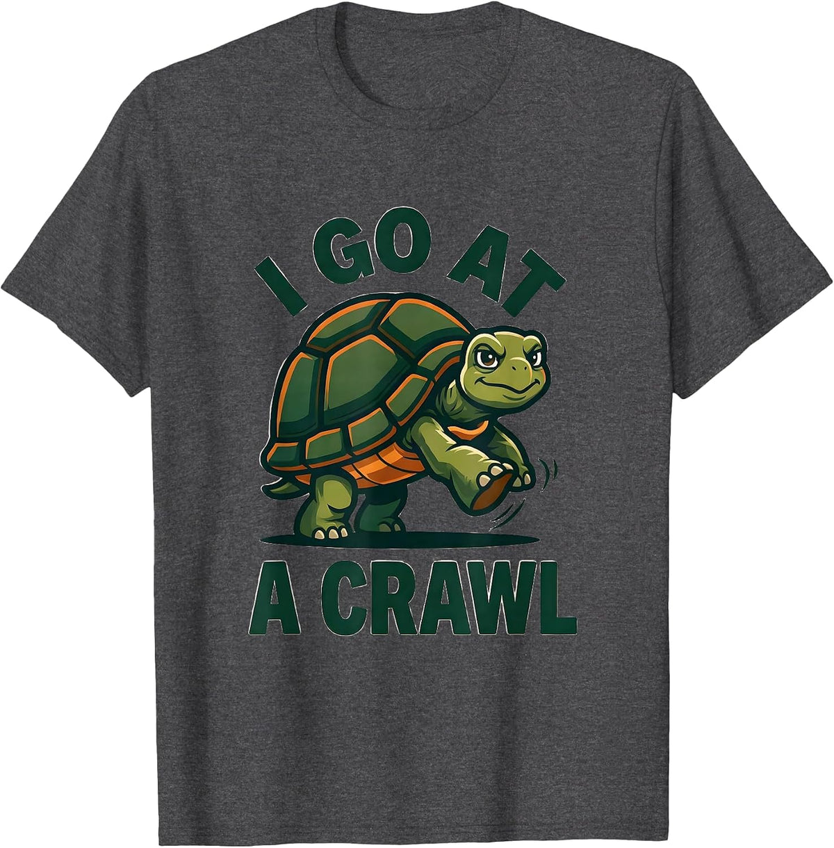 Men's I Go At A Crawl Funny Tortoise Lover Pet Humor T-Shirt - Dark Heather Grey