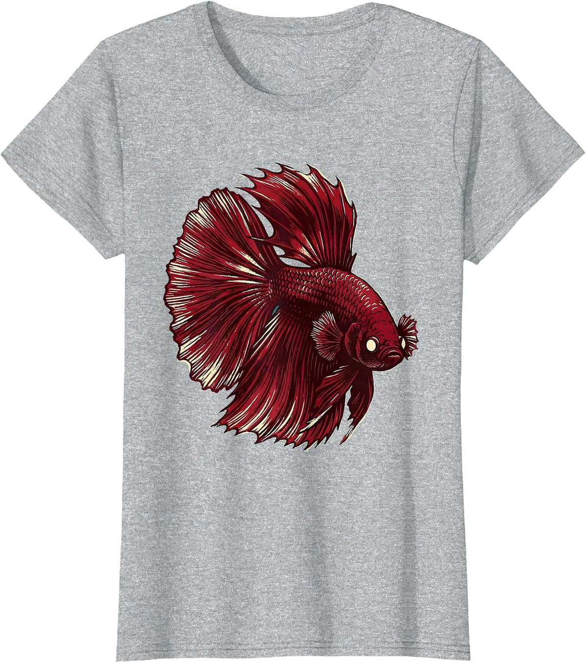 Colorful Betta Fish Flowing Fins Illustration T-Shirt - Heather Grey
