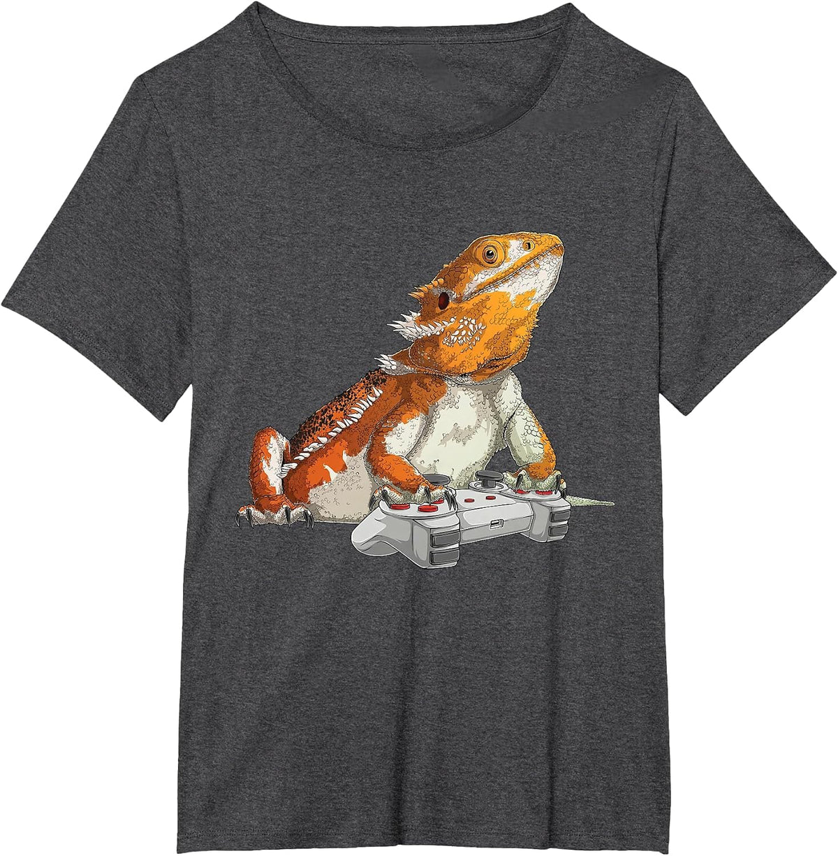Bearded Dragon Playing Video Games Reptiles Lizard Gamers T-Shirt - Dark Heather Grey