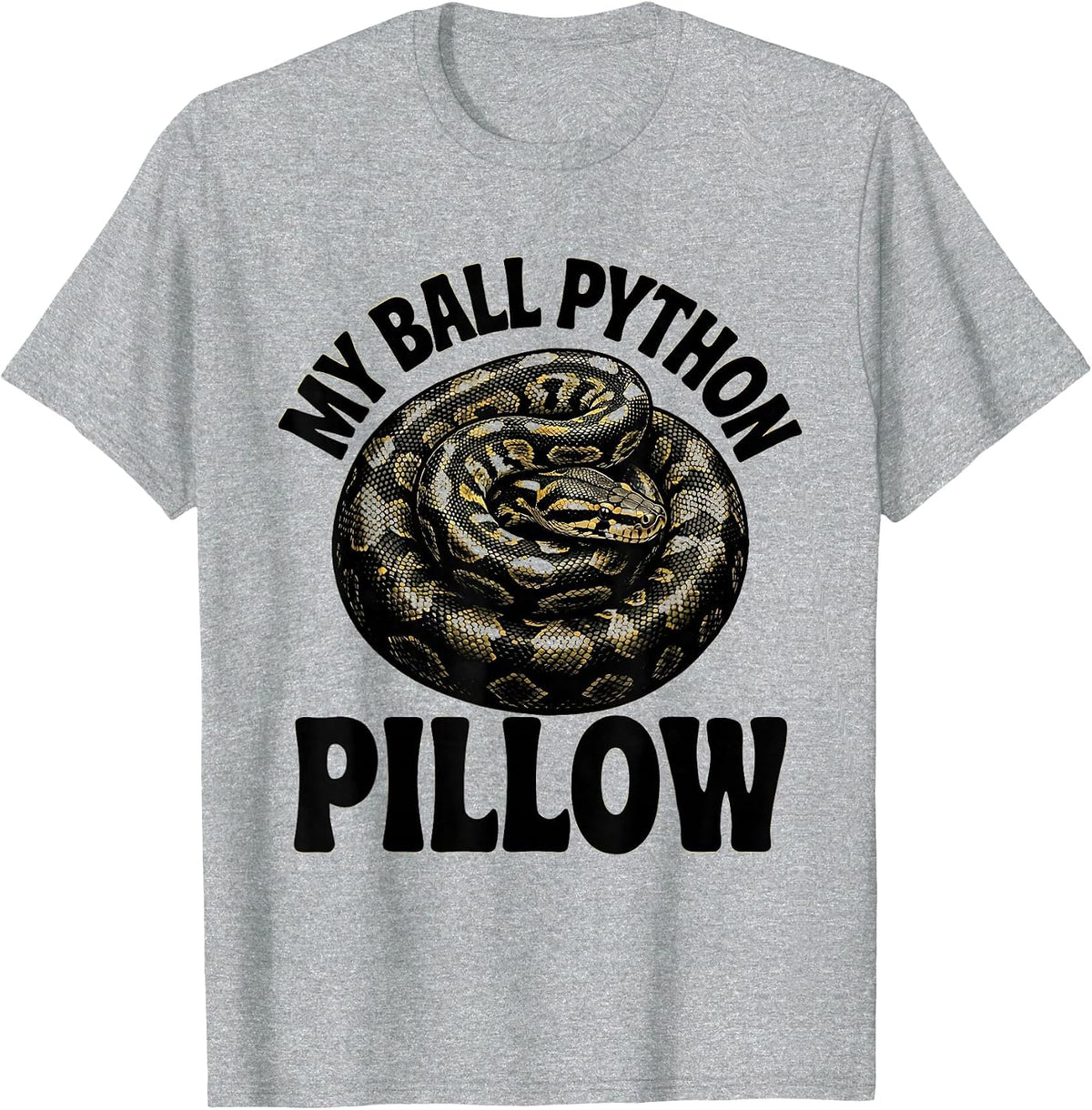 Men's My Ball Python Pillow Funny Reptile Owner Snake Humor T-Shirt - Heather Grey