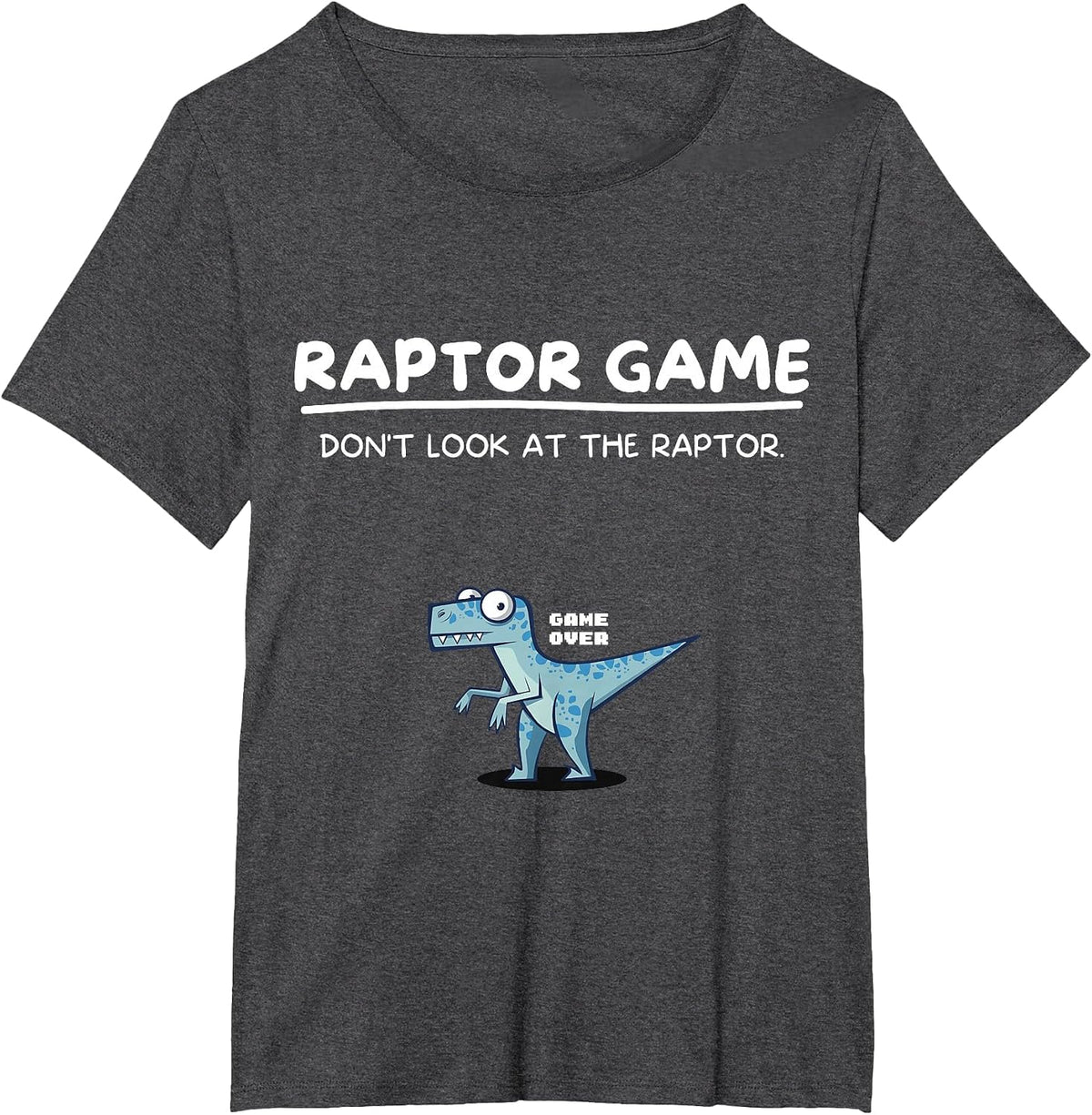 Raptor Game Funny Dinosaur Meme Comic Velociraptor Humor T-Shirt - Dark Heather Grey
