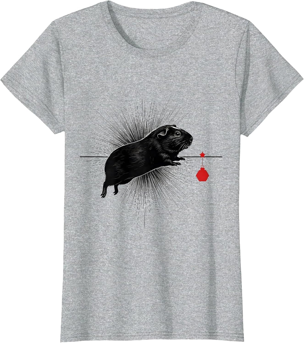 Women's Guinea Pig Leap Christmas Pet Lover Holiday Humor T-Shirt - Heather Grey