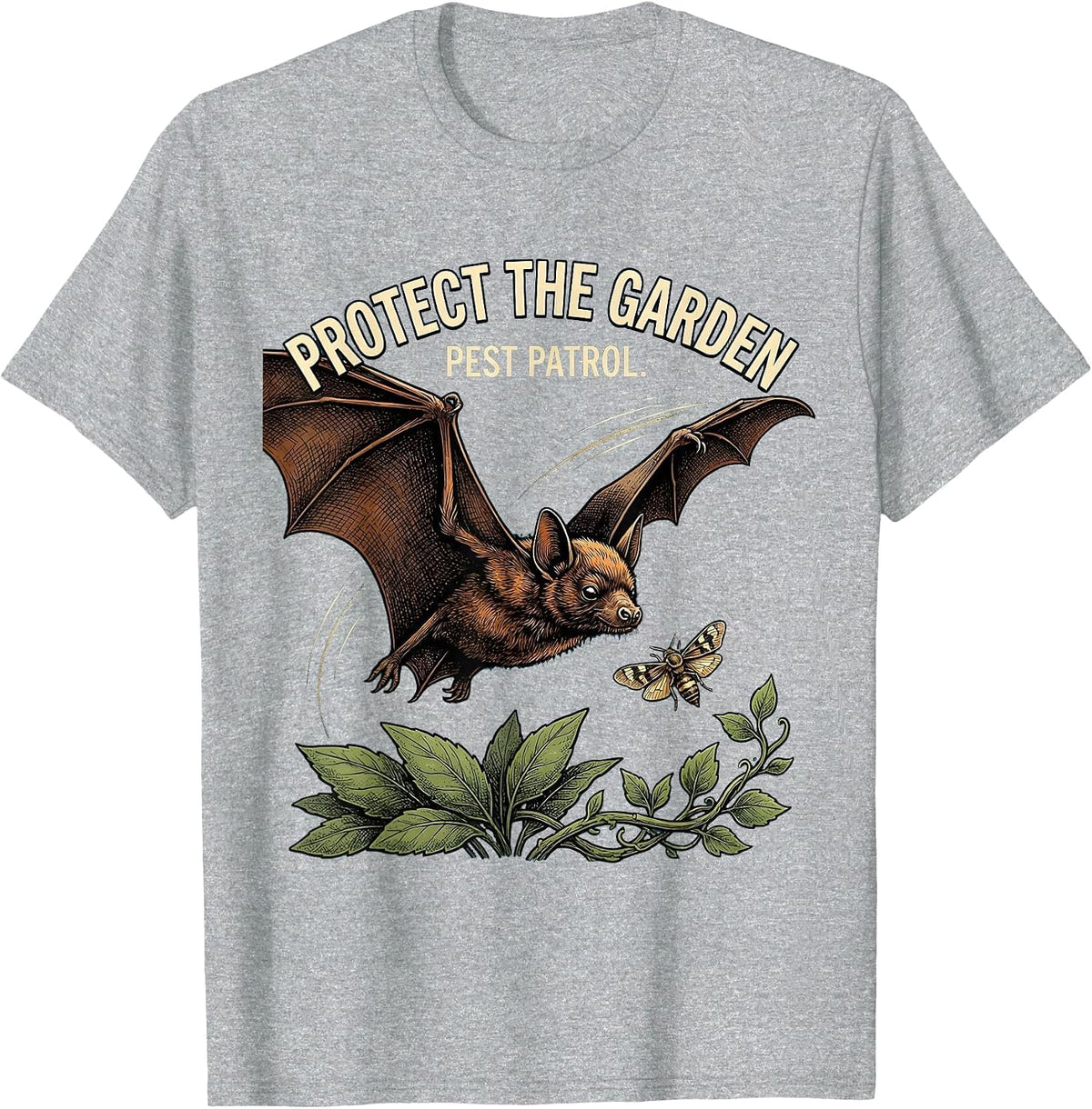 Men's Protect The Garden Pest Patrol Bat Lover Wildlife T-Shirt - Heather Grey