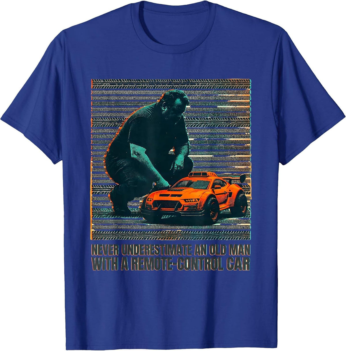 Men's Never Underestimate An Old Man With A Remote-Control Car T-Shirt - Royal Blue