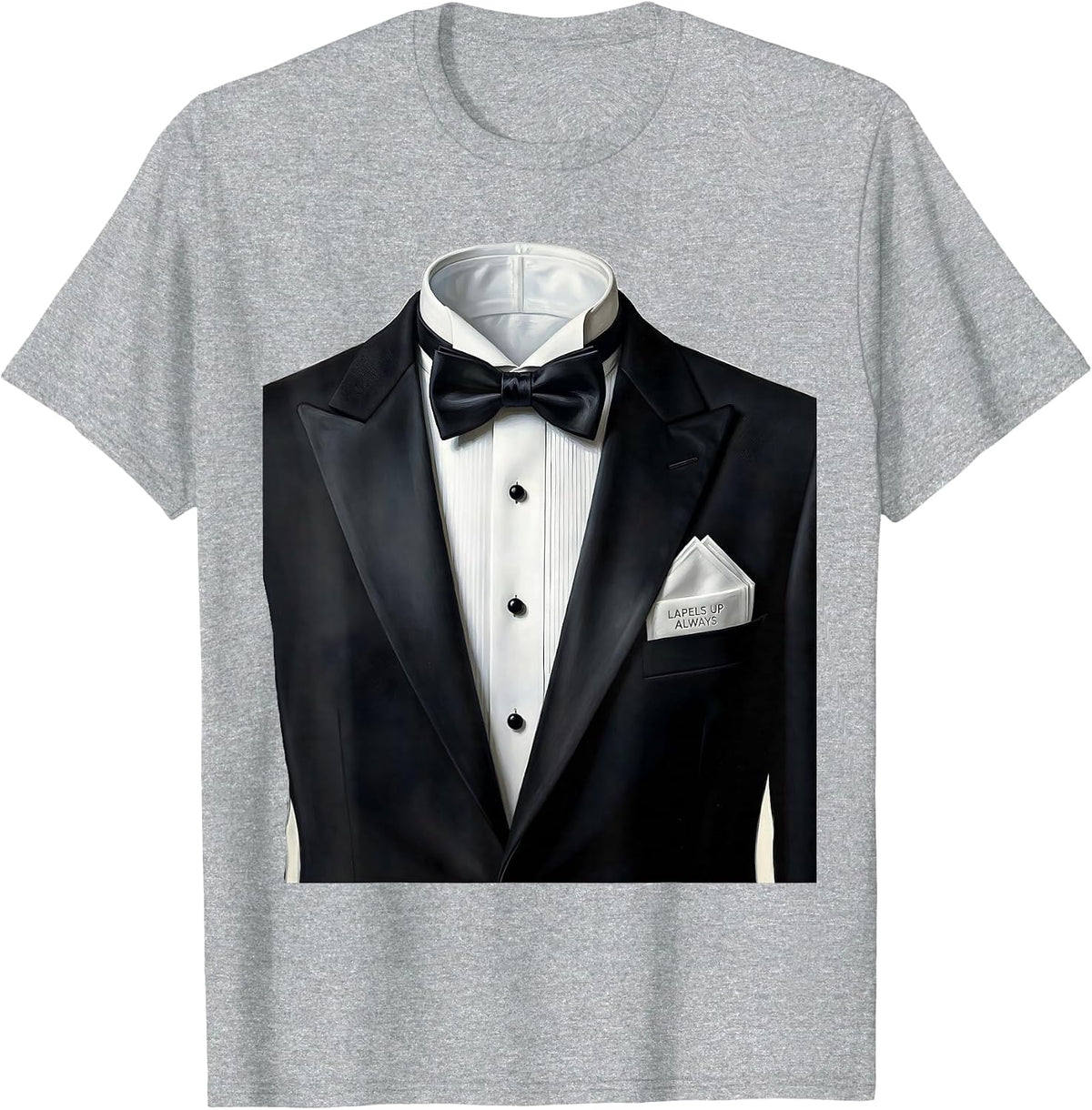 Men's Lapels Up Always Tuxedo Formal Style Design T-Shirt - Heather Grey