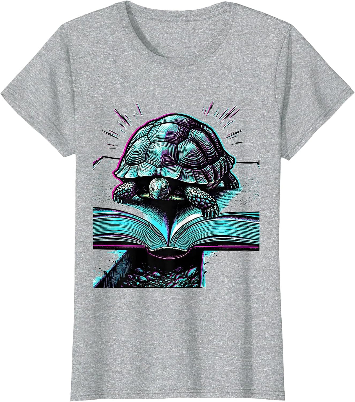 Domed Tortoise Book Humor Pet Lover Gift T-Shirt - Heather Grey