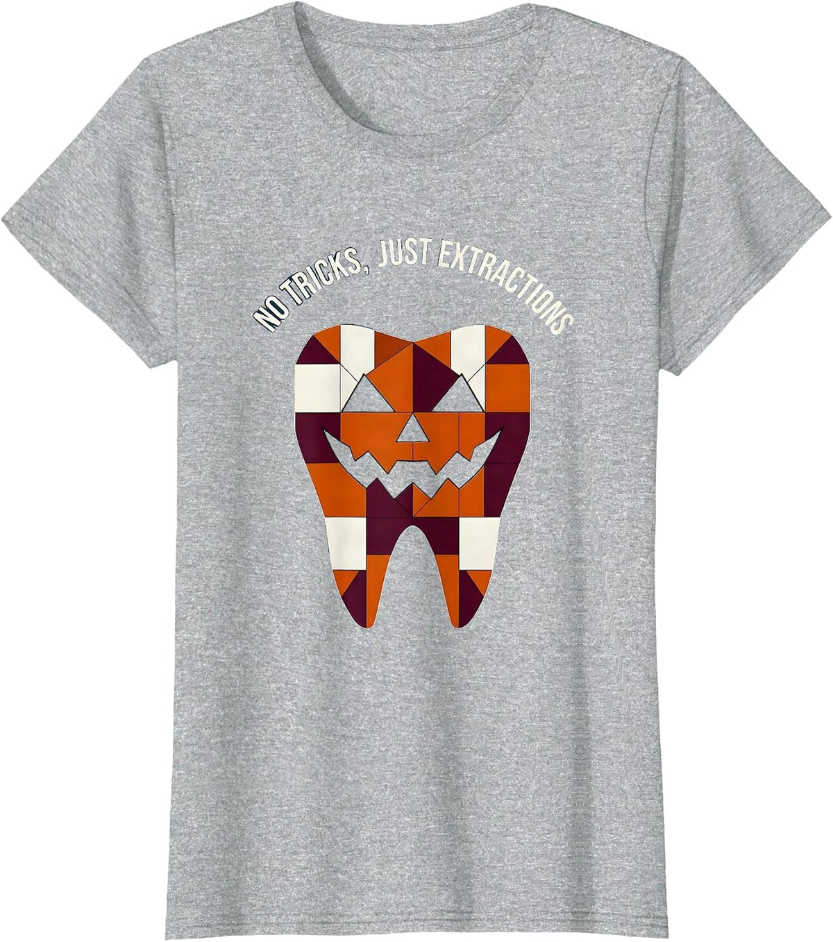 No Tricks Just Extractions Dental Halloween Design T-Shirt - Heather Grey