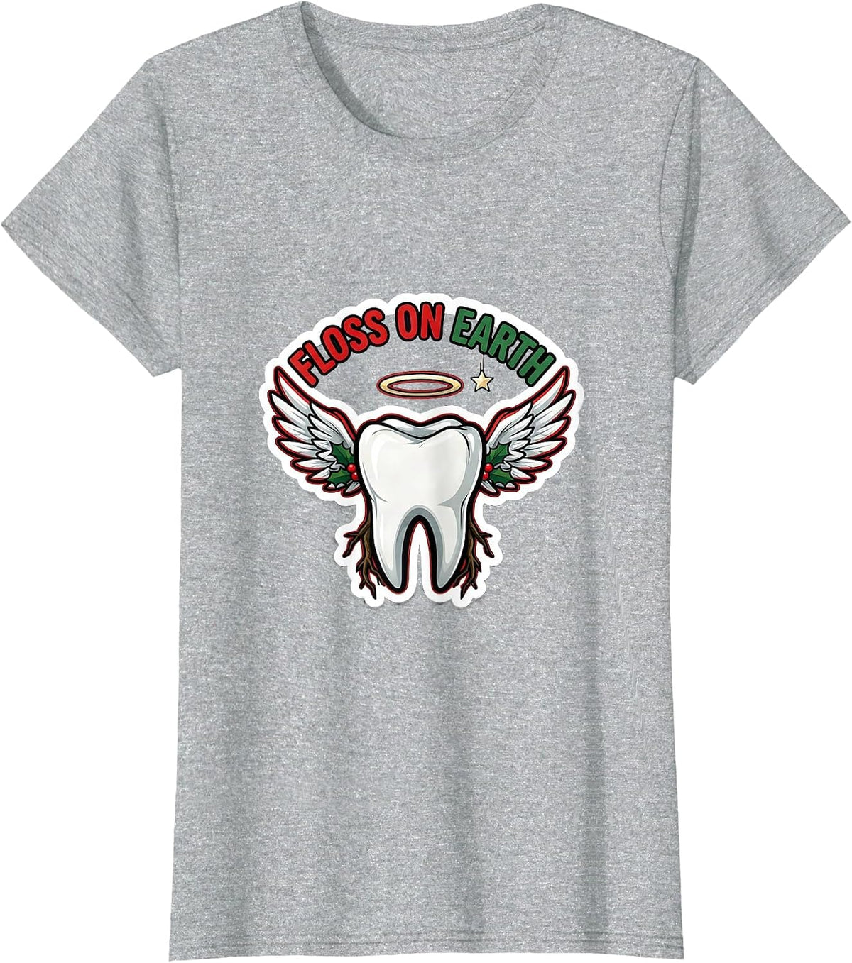 Floss On Earth Funny Dental Christmas Dentist Dental T-Shirt - Heather Grey