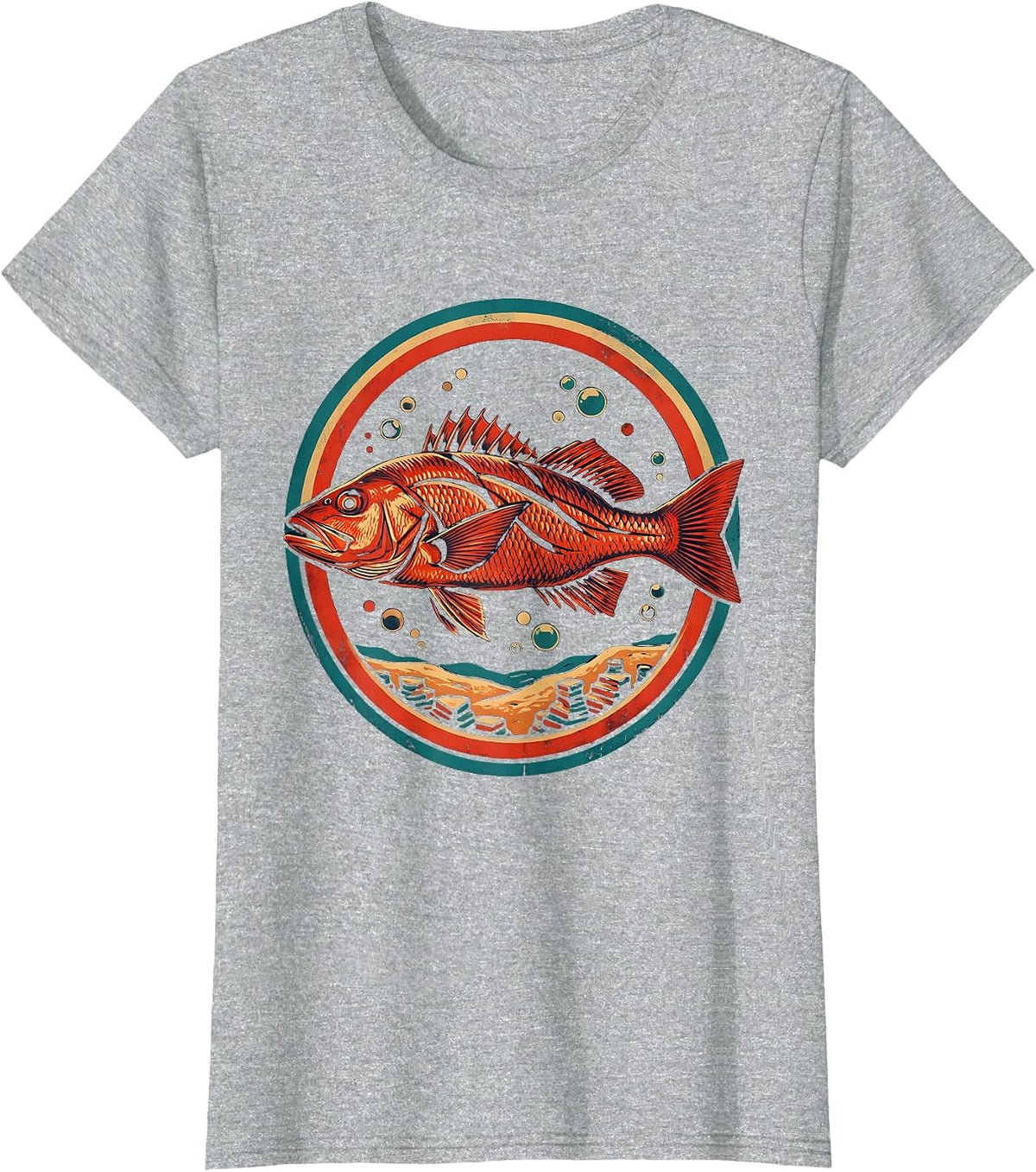 Gulf of Mexico Red Snapper Underwater Illustration T-Shirt - Heather Grey
