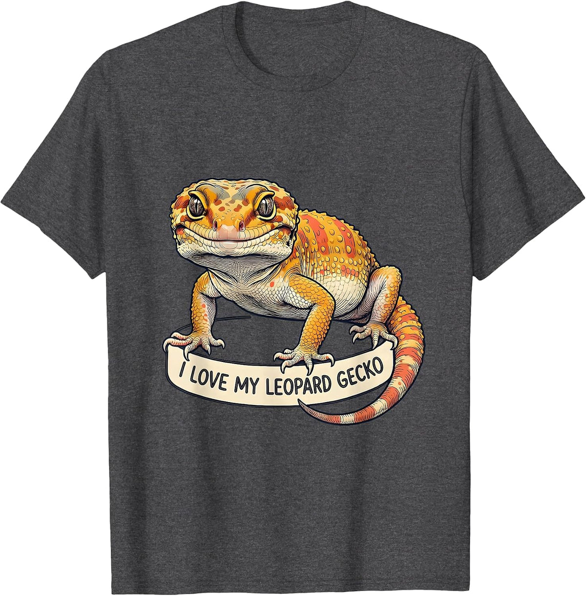 Men's I Love My Leopard Gecko Reptile Lover Herpetology Enthusiast T-Shirt - Dark Heather Grey
