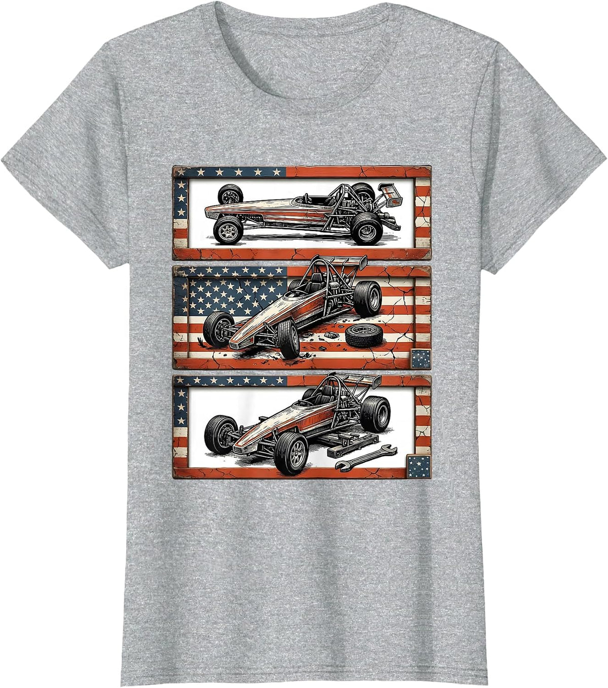 Women's RC Dragster Chassis Repair Patriotic Hobbyist Gift T-Shirt - Heather Grey