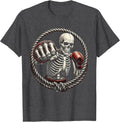 Men's Skeleton Boxer Corner Ring Punch Graphic T-Shirt - Dark Heather Grey