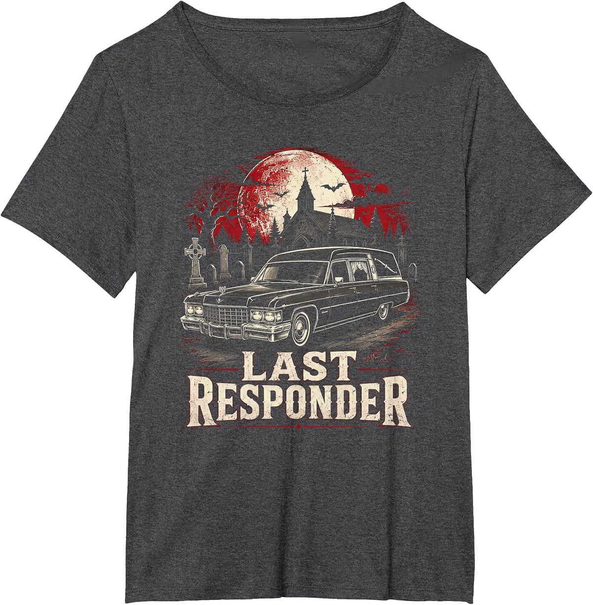 Last Responder Hearse Driver Funeral Director Gothic Vintage T-Shirt - Dark Heather Grey