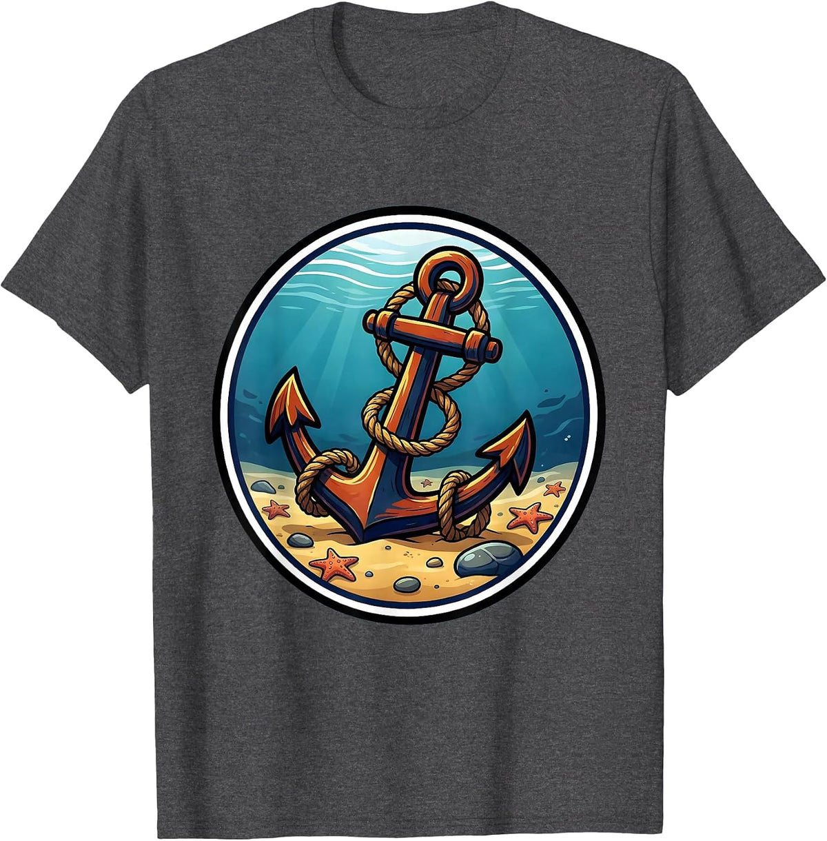 Anchor and Rope Ocean Floor Cruise Design T-Shirt - Dark Heather Grey