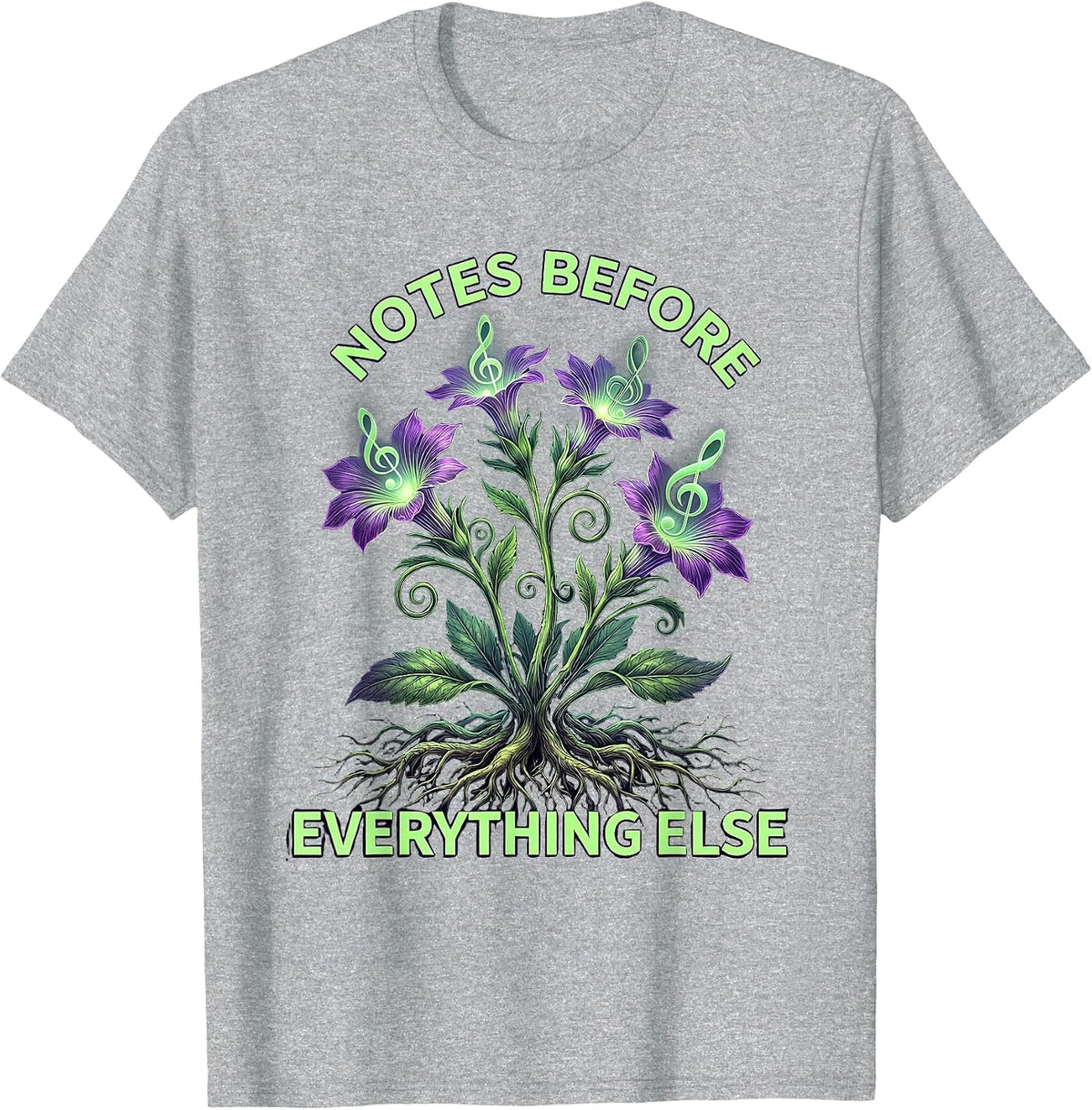 Men's Notes Before Everything Else Music Teacher Design T-Shirt - Heather Grey