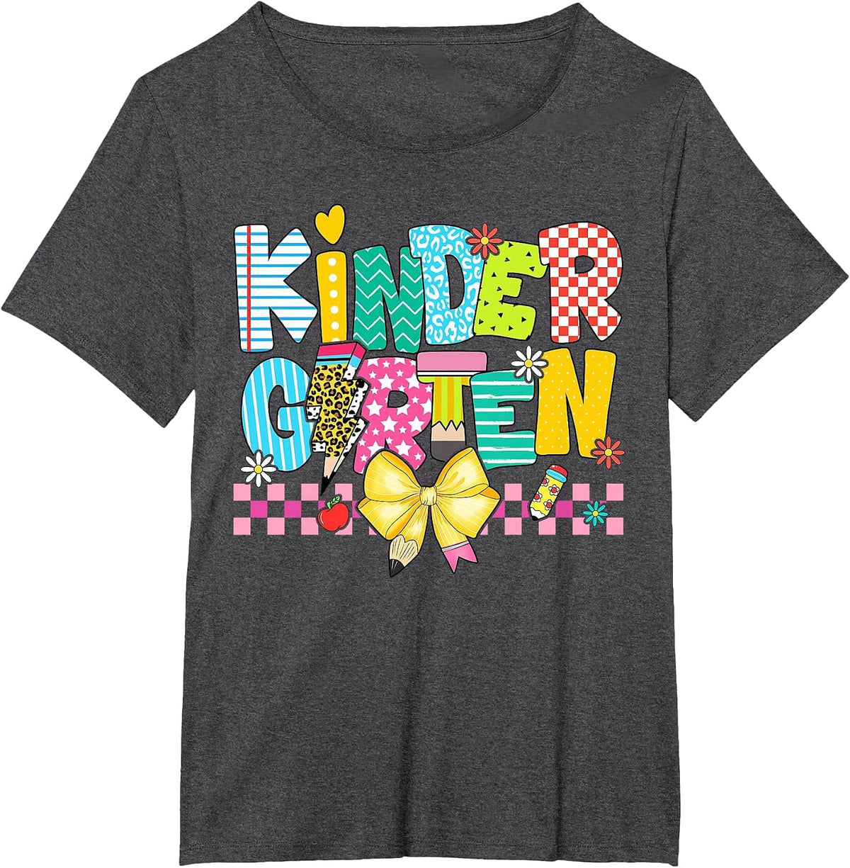 Groovy Kindergarten for Girls Boys Teacher Pre-K Preschool T-Shirt - Dark Heather Grey