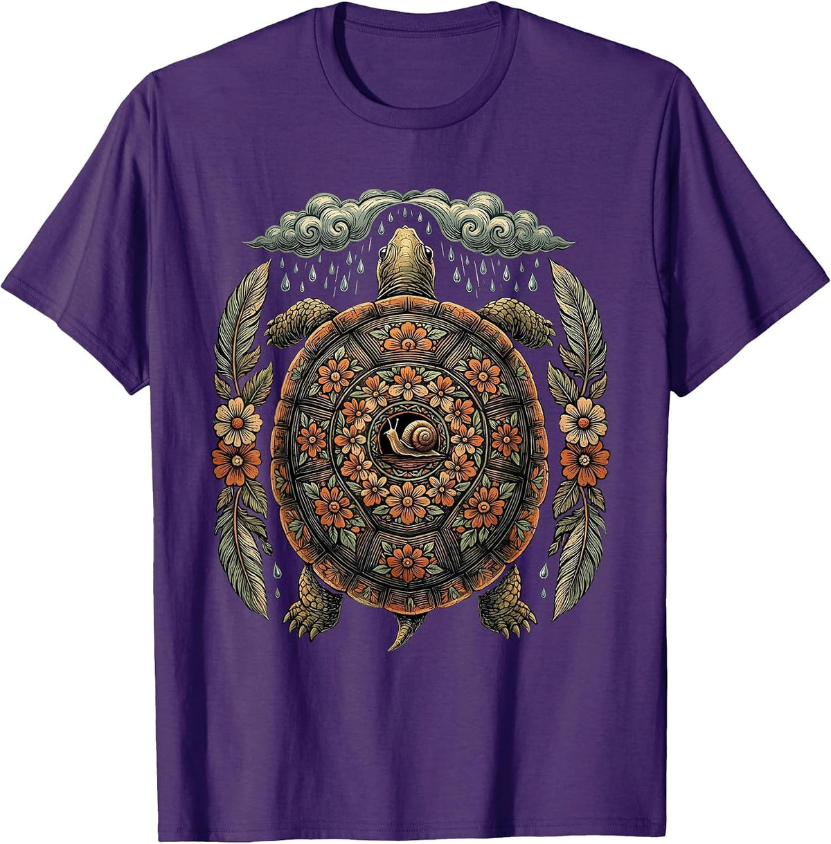 Men's Tortoise and Snail Kindness in the Storm T-Shirt - Purple