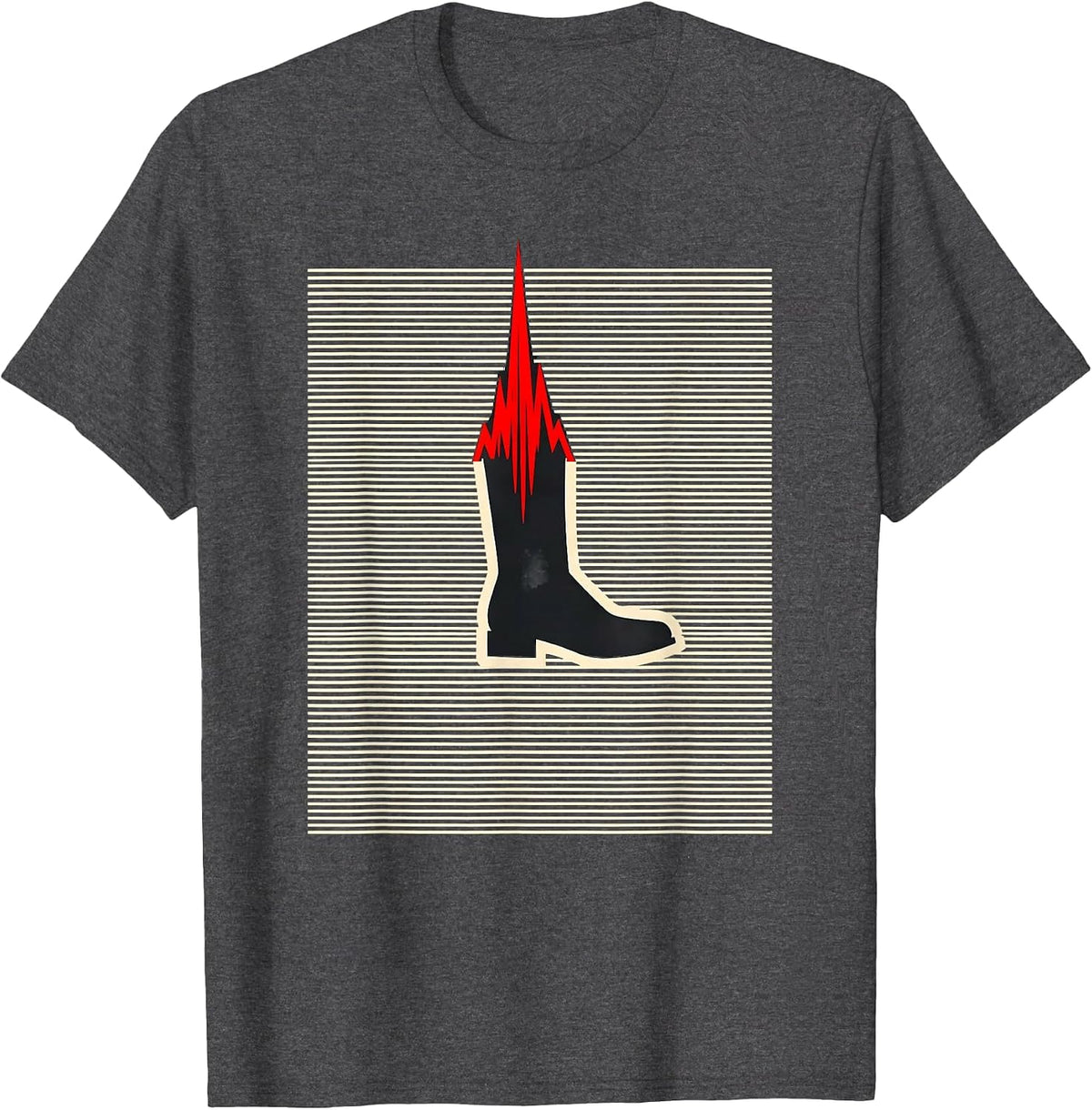 Men's Line Dance Pulse Geometric EMS Humor T-Shirt - Dark Heather Grey