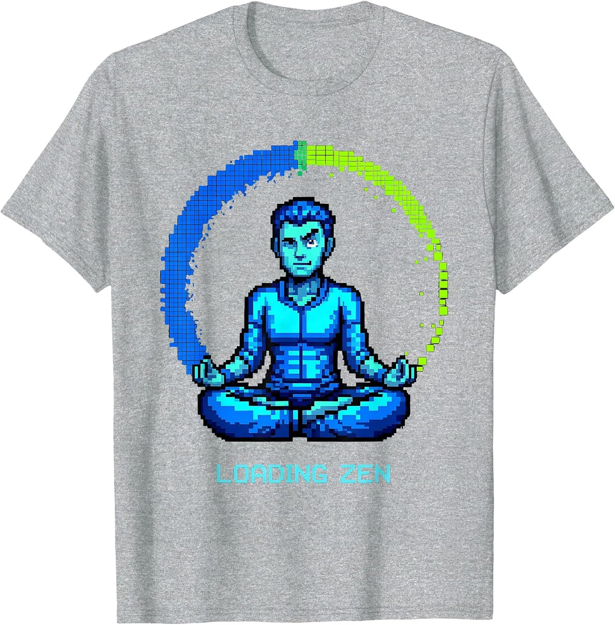 Men's Lotus Progress Pixel Art Yoga Humor T-Shirt - Heather Grey