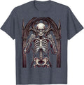 Skeleton Boxer Raised Gloves Fighting Graphic T-Shirt - Heather Blue