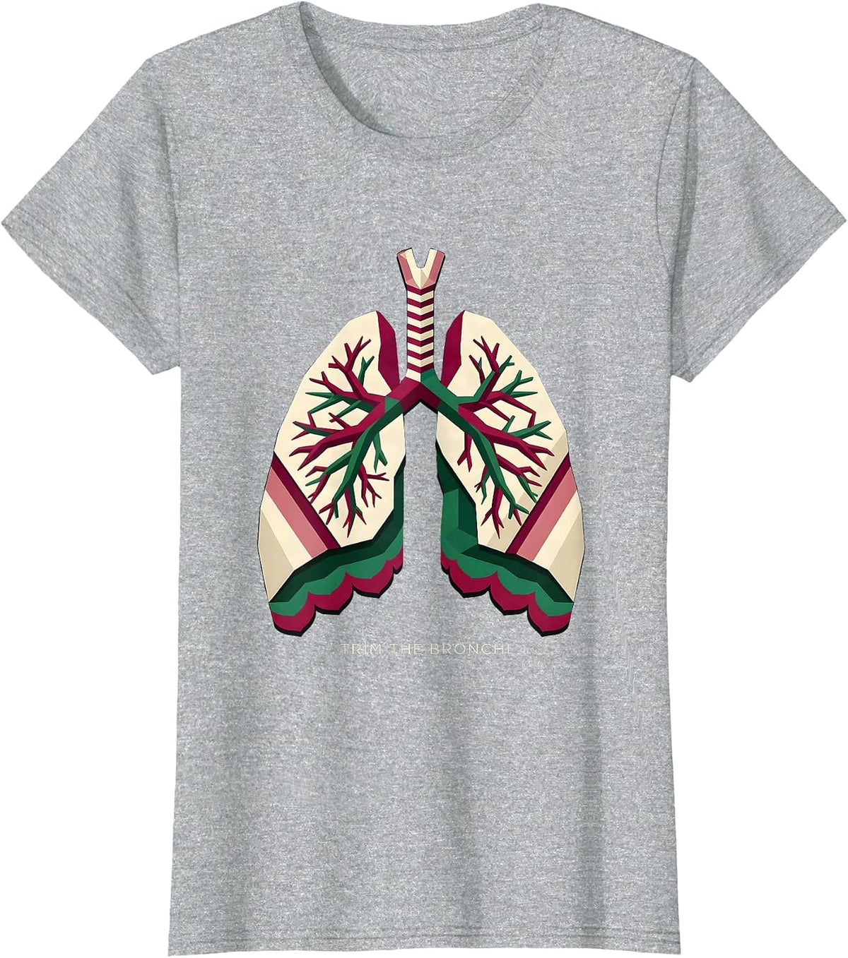 Women's Trim The Bronchi Funny Respiratory Therapist Christmas Lung T-Shirt - Heather Grey