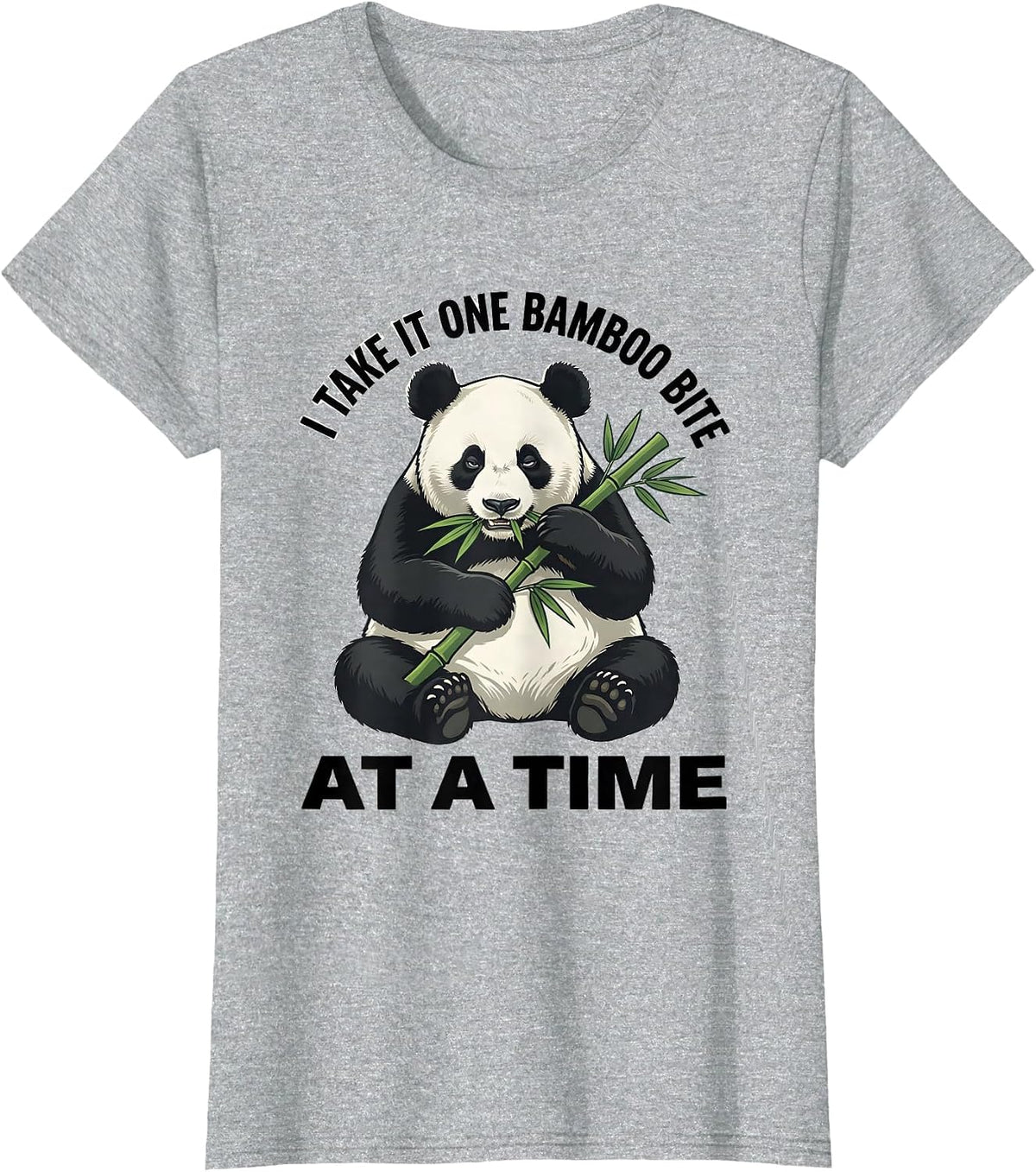 I Take It One Bamboo Bite At A Time Funny Panda Animal Lover T-Shirt - Heather Grey