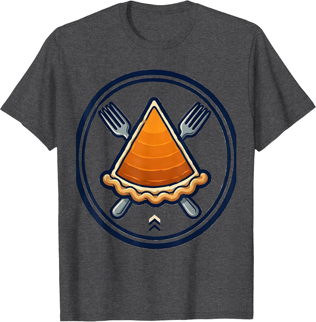 Men's Pumpkin Pie Wedge Sports Team Crest Humor T-Shirt - Dark Heather Grey