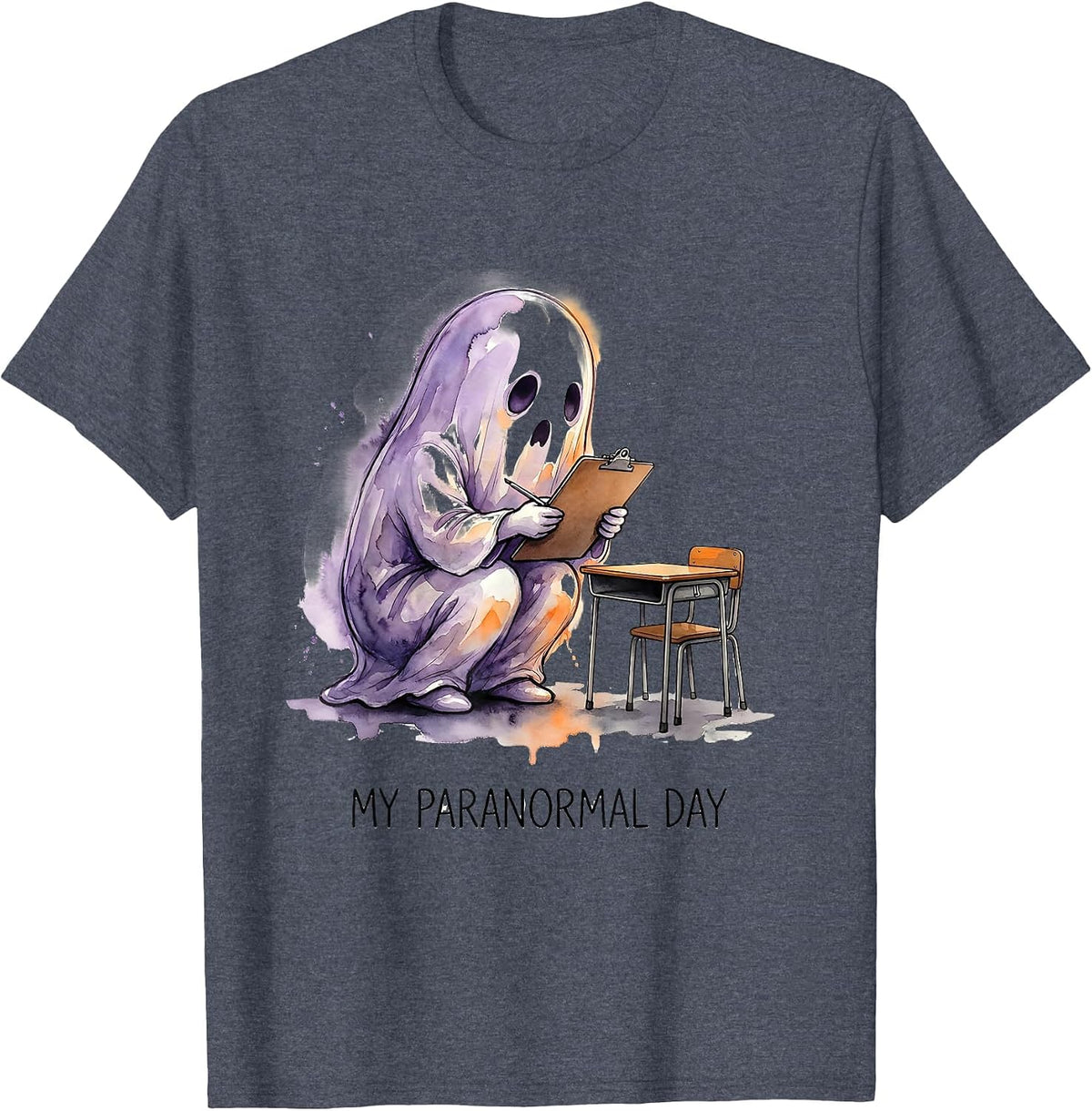 My Para Normal Day Funny Ghost Paraprofessional Halloween T-Shirt - Heather Blue