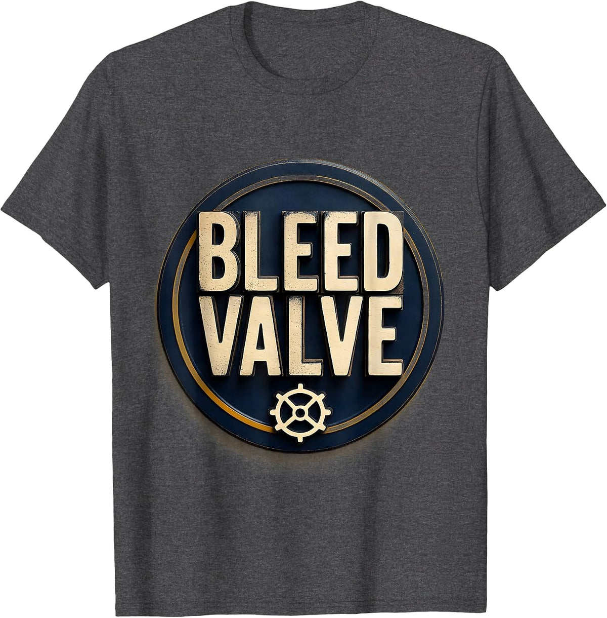 Men's Bleed Valve Wood Type Letterpress Funny Plumber Pipefitter T-Shirt - Dark Heather Grey