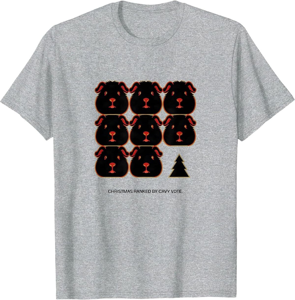Men's Christmas Ranked By Cavy Vote Geometric Guinea Pig Humor T-Shirt - Heather Grey