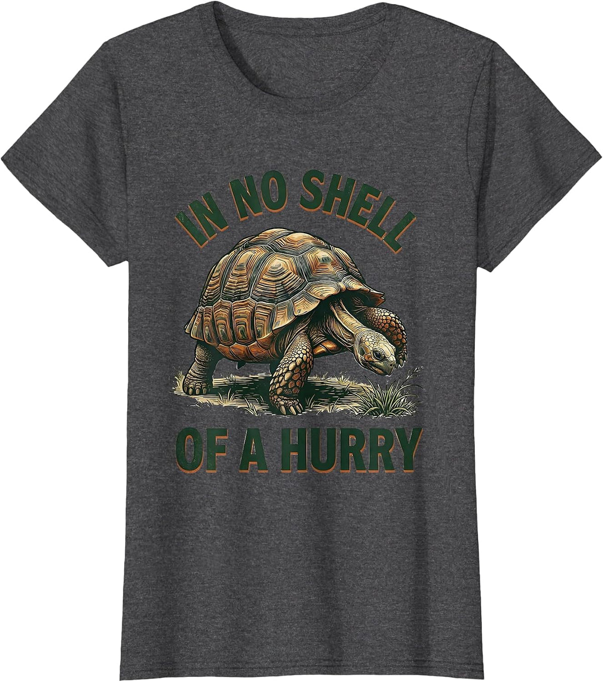 Women's In No Shell Of A Hurry Vintage Funny Tortoise Lover Gift T-Shirt - Dark Heather Grey